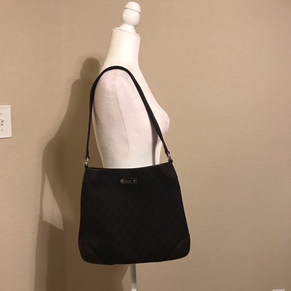 Gucci Shoulder bag, Excellent condition; brown canvas and leather; dust bag incl - Picture 4 of 16